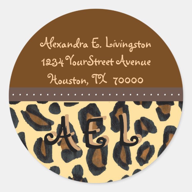 Leopard Fur Print Address Labels Runder Aufkleber (Vorderseite)
