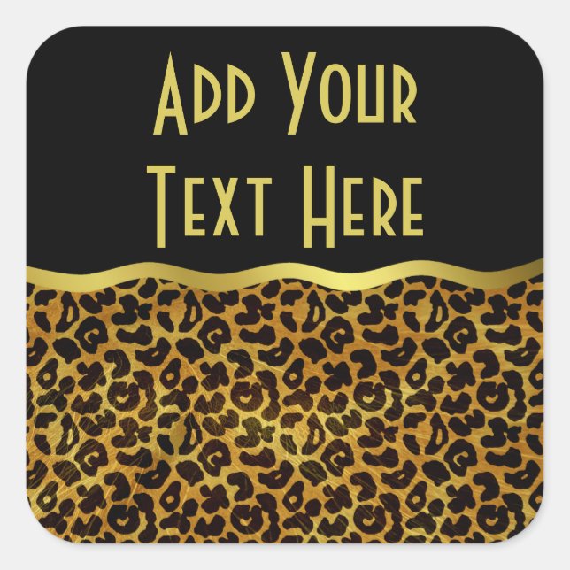 Leopard Fur Print Animal Muster Quadratischer Aufkleber (Vorderseite)