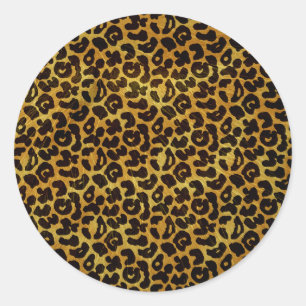 Leopard Fur Print Animal Muster Runder Aufkleber