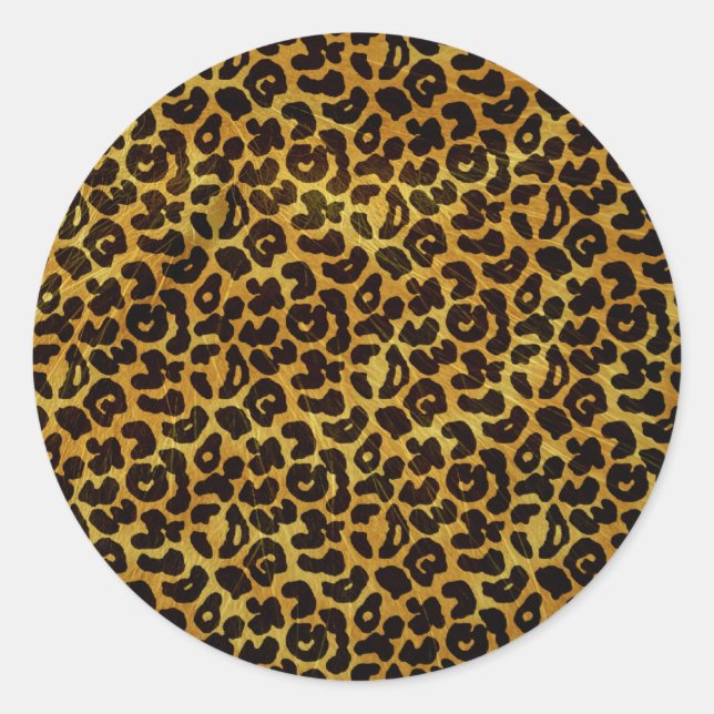 Leopard Fur Print Animal Muster Runder Aufkleber (Vorderseite)