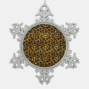 Leopard Fur Print Animal Muster Schneeflocken Zinn-Ornament