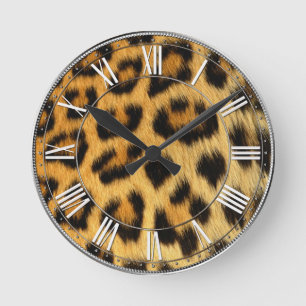 Leopard Fur Print Runde Wanduhr