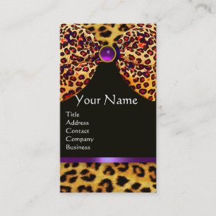 LEOPARD FUR RIBBON, LILA BLACK GEMSTONE-MONOGRAMM VISITENKARTE