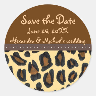 Leopard Fur Save the Date Runder Aufkleber