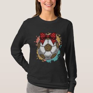 Leopard Fußball Bow Vintage Gravur Shirt Design_