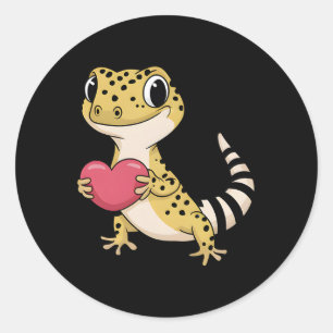 Leopard Gecko Animal Valentine Lovers Reptile Runder Aufkleber