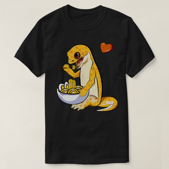 Leopard Gecko Eating Ramen T-Shirt (Design vorne)