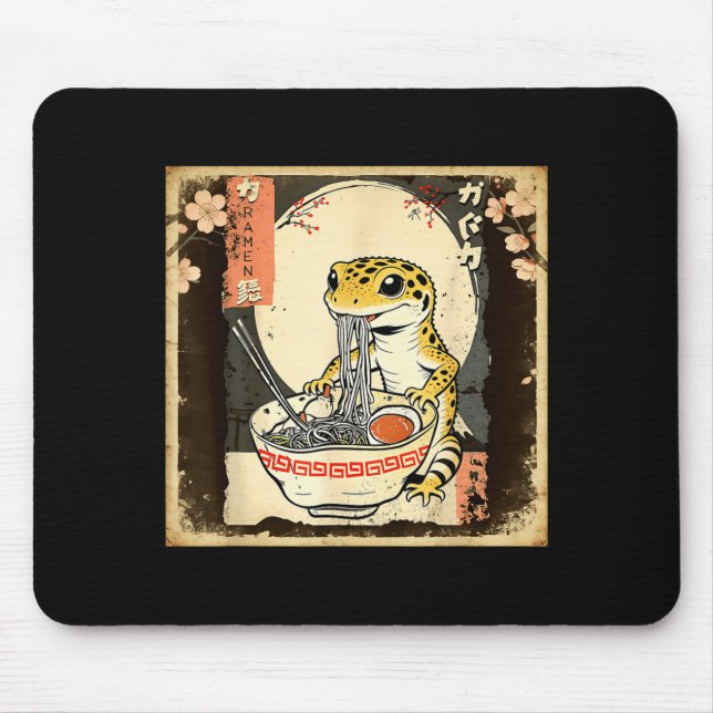 Leopard Gecko Echse Ramen Crested Gecko Japanisch  Mousepad (Vorne)