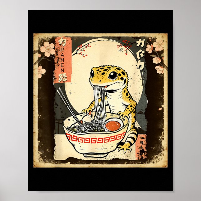 Leopard Gecko Echse Ramen Crested Gecko Japanisch  Poster (Vorne)