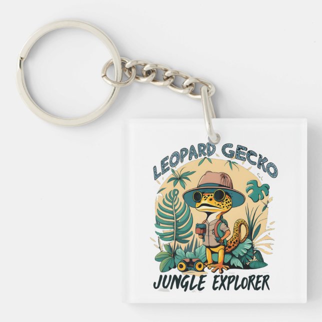 Leopard Gecko Jungle Explorer: Wildes Abenteuer Schlüsselanhänger (Vorderseite)