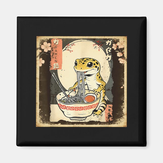 Leopard Gecko Lizard Ramen Crested Gecko Japanese  Magnet (Vorne)