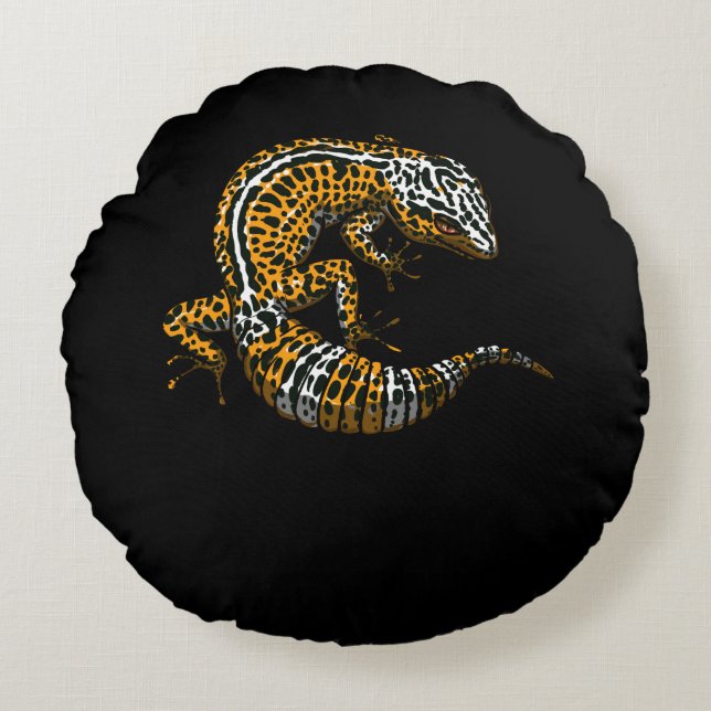Leopard Gecko Lizard Reptile Rundes Kissen (Vorderseite)
