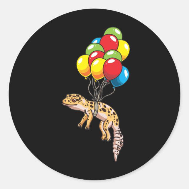 Leopard Gecko mit Balloons Geschenk Runder Aufkleber (Vorderseite)