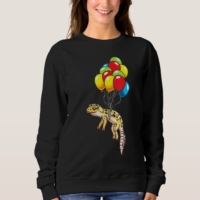 Leopard Gecko mit Balloons Sweatshirt (Vorderseite)
