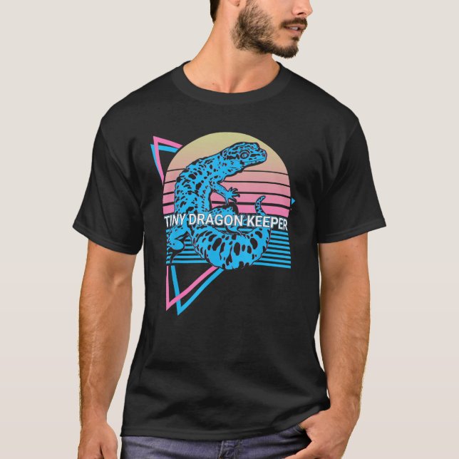Leopard Gecko Retro Tiny Dragon Keeper T-Shirt (Vorderseite)