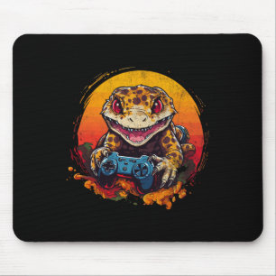 Leopard Gecko spielt Videospiel Echse und Reptil Mousepad
