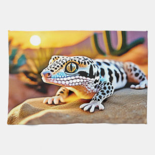 Leopard Gecko Wüstendesign Geschirrtuch