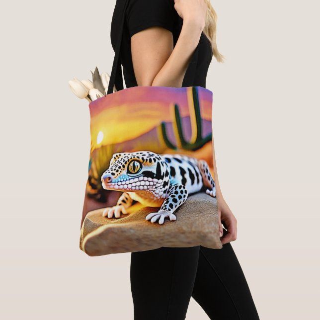 Leopard Gecko Wüstendesign Tasche (Von Nahem)