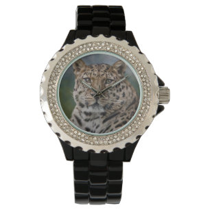 Leopard Gedanken aufpassen Armbanduhr