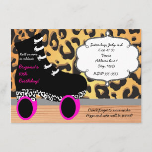 Leopard Gepard Roller Skate Eislauf Einladung