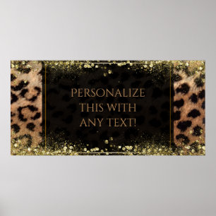 Leopard Gepard Tierdruck Gold Glitterbanner Poster