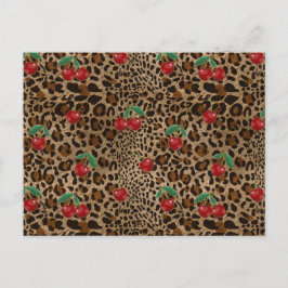Leopard Gepard Tierdruck Rotkirschmuster Postkarte