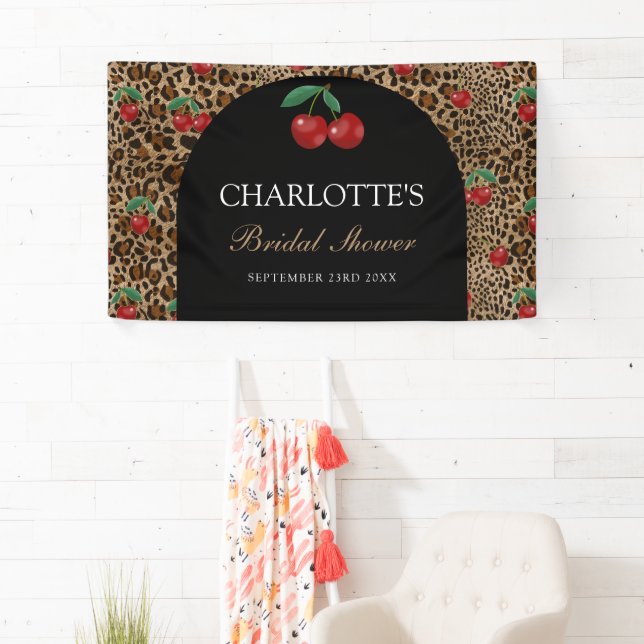 Leopard Gepard Tierprint Kirsch Junggesellinnenabs Banner (Insitu)