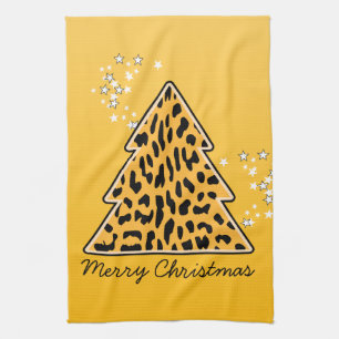 Leopard Gepard Weihnachtsbaum Handtuch