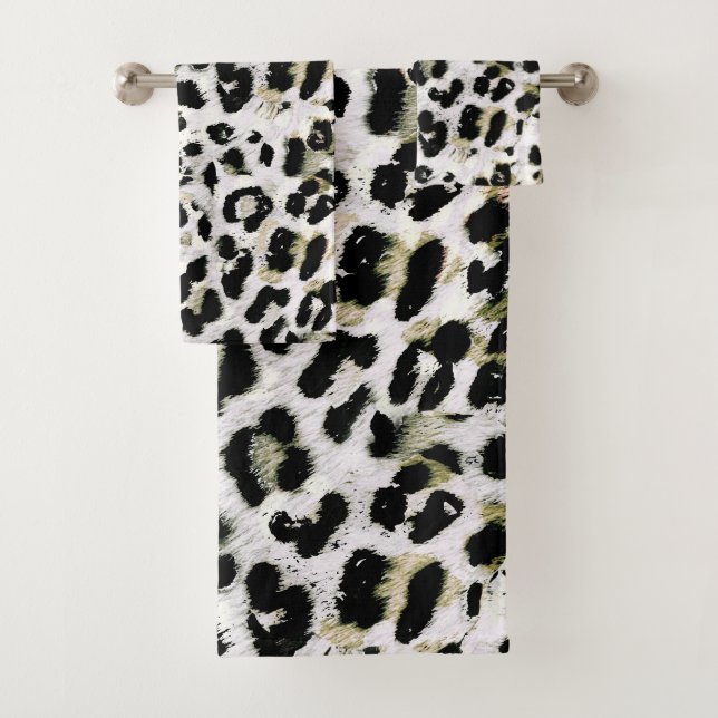 Leopard - gepunkteter Tierdruck drucken Badhandtuch Set (Insitu)