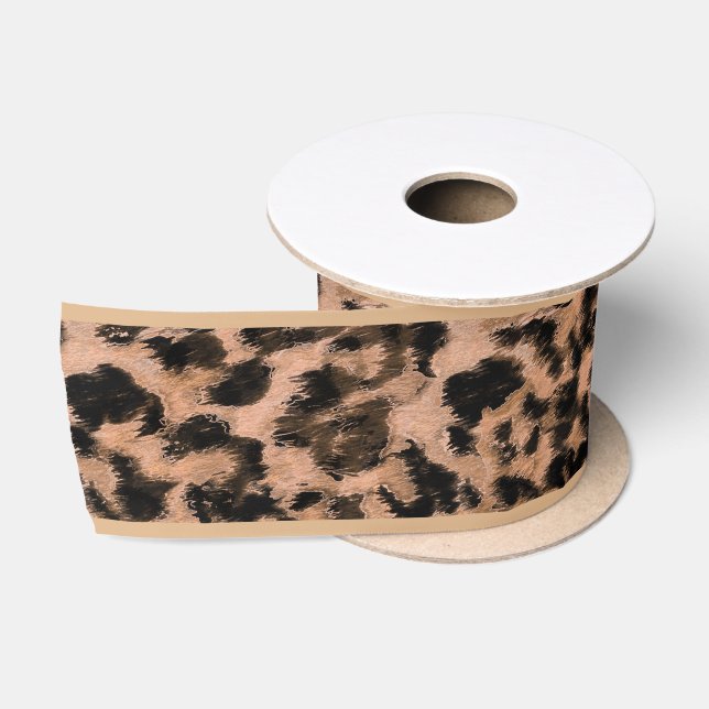 Leopard - gepunkteter Tierdruck drucken Satinband (Spule)