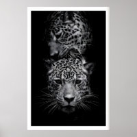 Leopard-Gesichter Druck Schwarz-Weiß-Wildtierkunst