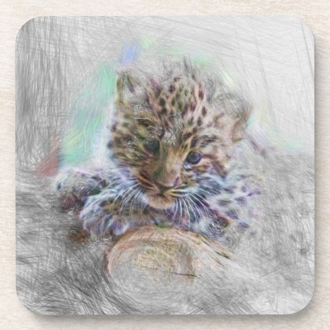 Leopard Getränkeuntersetzer (Vorderseite)