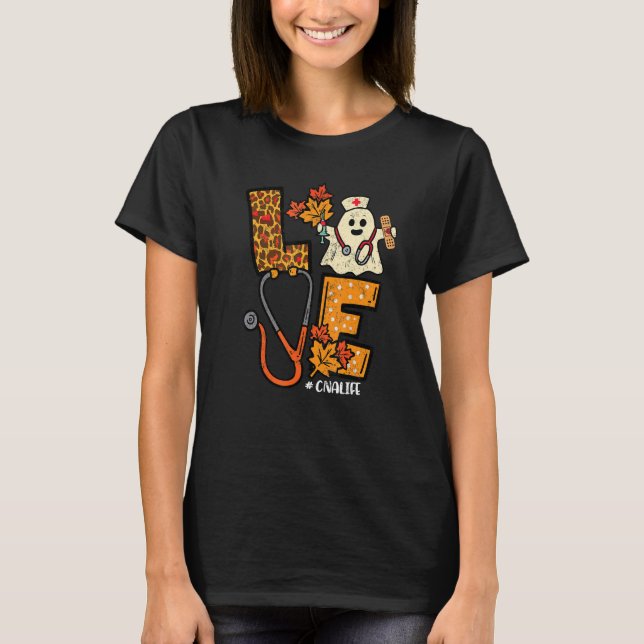 Leopard Ghost CNA Halloween Kostümfall für Frauen T-Shirt (Vorderseite)