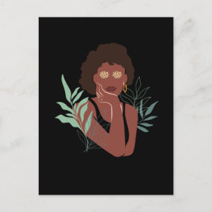 Leopard Girl, Abstrakter Kunstwald Schöne Frau Postkarte
