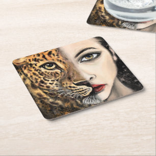 Leopard Girl Paper Untersetzer