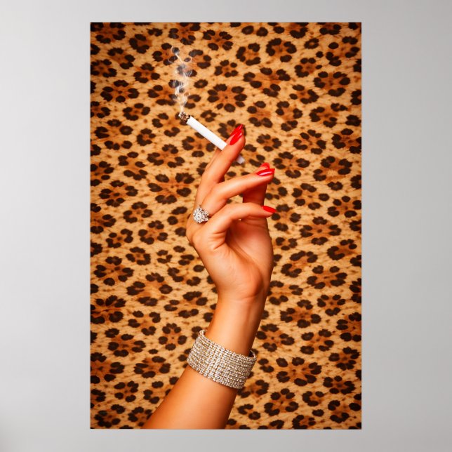 Leopard-Glamour-Poster, Schicke Mode-Wandkunst, Fe Poster (Vorne)