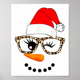 Leopard Gles Weihnachtsmann Schneemann Gesicht Wei Poster