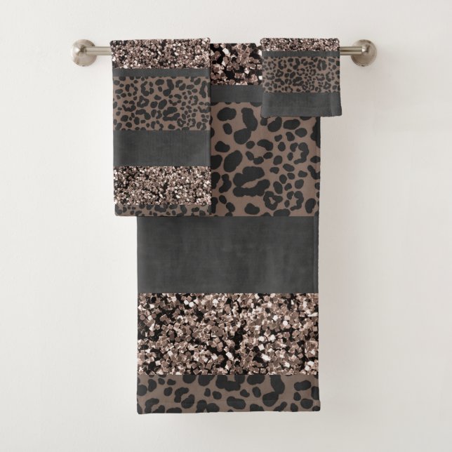 Leopard Glitter Streifen Glam 6 Badhandtuch Set (Insitu)