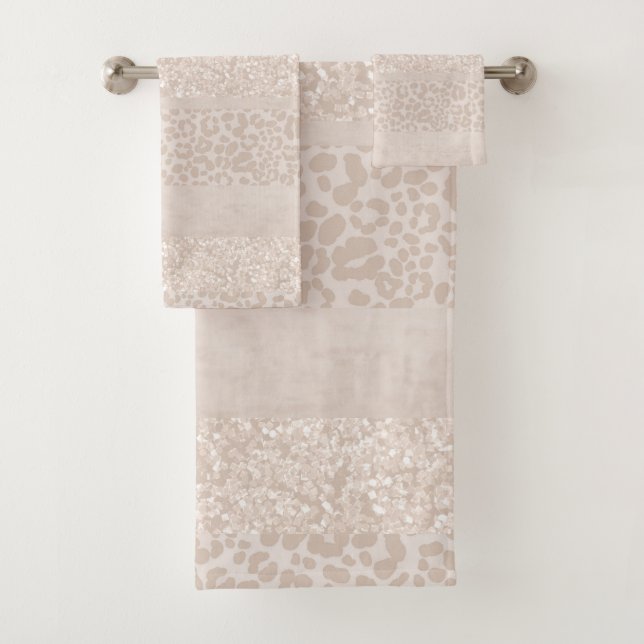 Leopard Glitter Streifen Glam 8 Badhandtuch Set (Insitu)