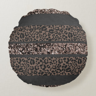 Leopard Glitter Stripes Glam 6 Rundes Kissen