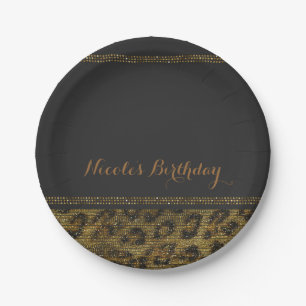 Leopard Glitzer Pailletten Glam Chic Moderne Party Pappteller