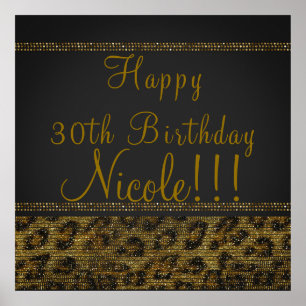 Leopard Glitzer Pailletten Glam Party Plakat Banne