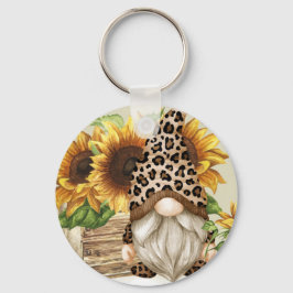Leopard Gnome Sunflowers Schlüsselanhänger