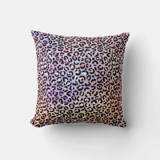 *~* Leopard Gold Animal Print Black Spots Kissen (Vorderseite)