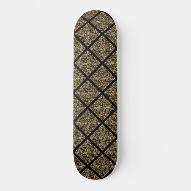 LEOPARD GOLD BLACK GRID Skateboard Deck (Vorderseite)