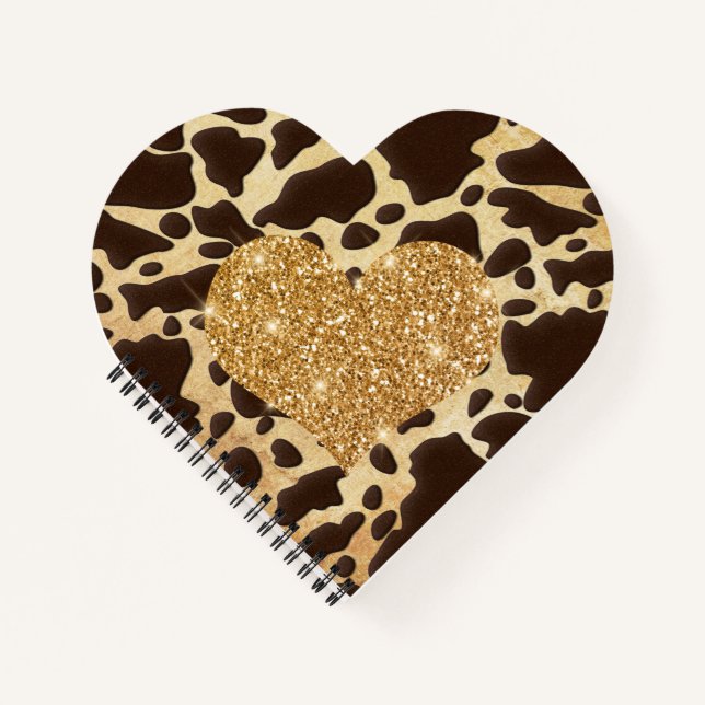 Leopard Gold Herz Notizbuch (Vorderseite)
