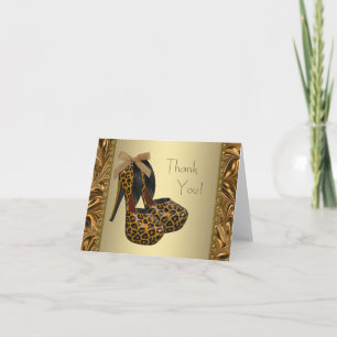 Leopard-Gold-High-Heel-Schuhe Dankeskarten Dankeskarte