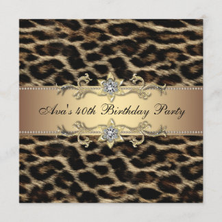 Leopard Gold Leopard 40. Geburtstag Einladung