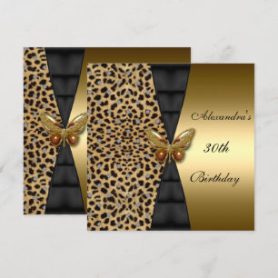 Leopard Gold Tier 30. Geburtstag Schmetterling Einladung