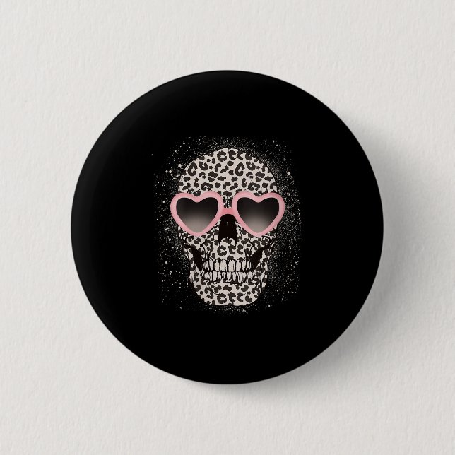 Leopard Gothic Skull Cool Skeleton Cheetah Button (Vorderseite)